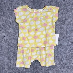 Open Edit Yellow and Pink Polka Dot Baby Outfit Easter Springtime Girls 6 Months